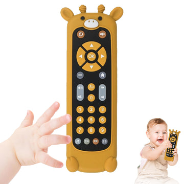 Baby Remote Control Toy With Silicone Teether Cover, Teether Toys Chew Toys For Baby 6 Month+, Infant Play Remote Musical Toy Wi