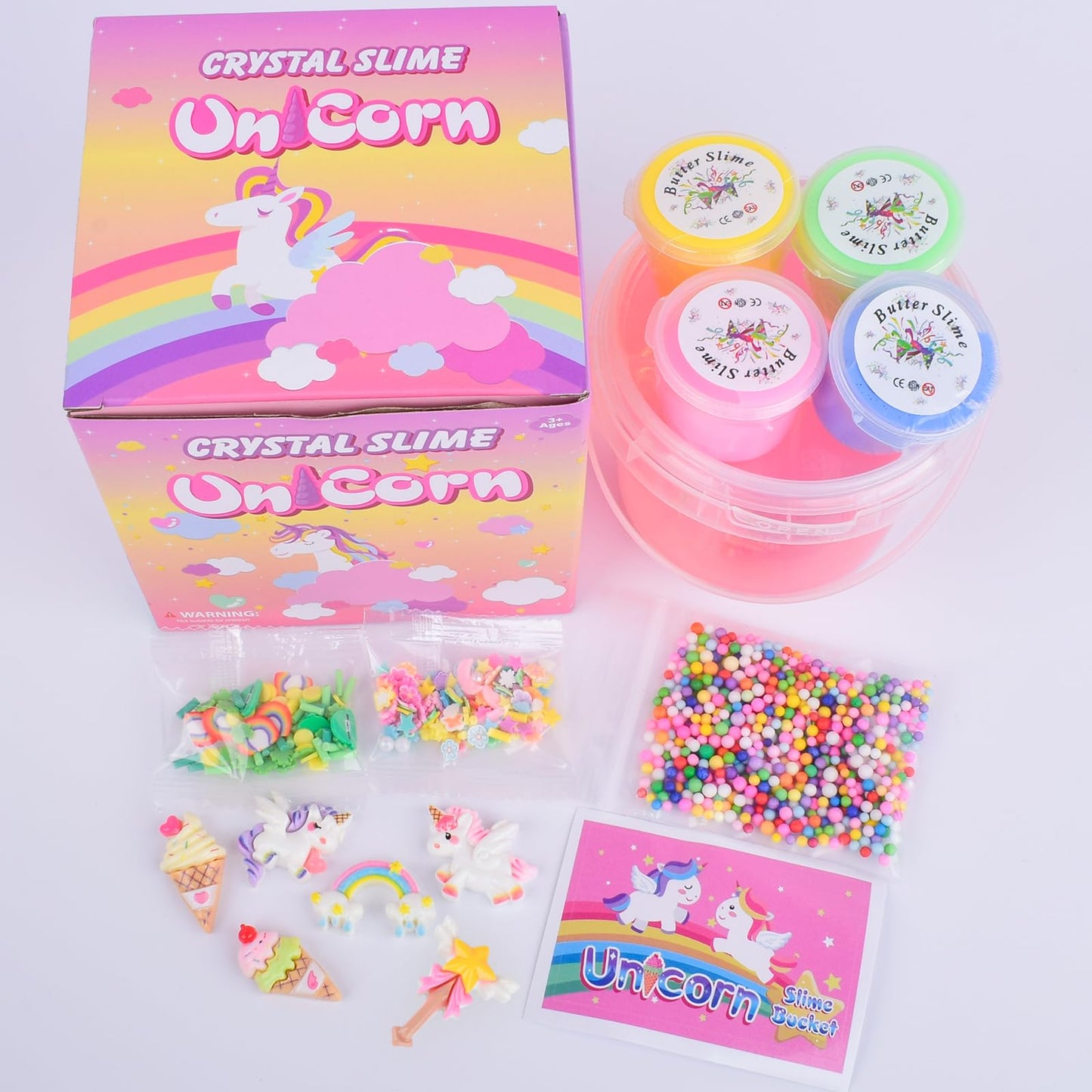 MERMAIDSLIME Pink Crunchy Clear Slime 13 OZ Bucket - Stretchy, Non-Sticky, Soft Stress Relief Toy for Kids, Birthday & Christmas Gifts