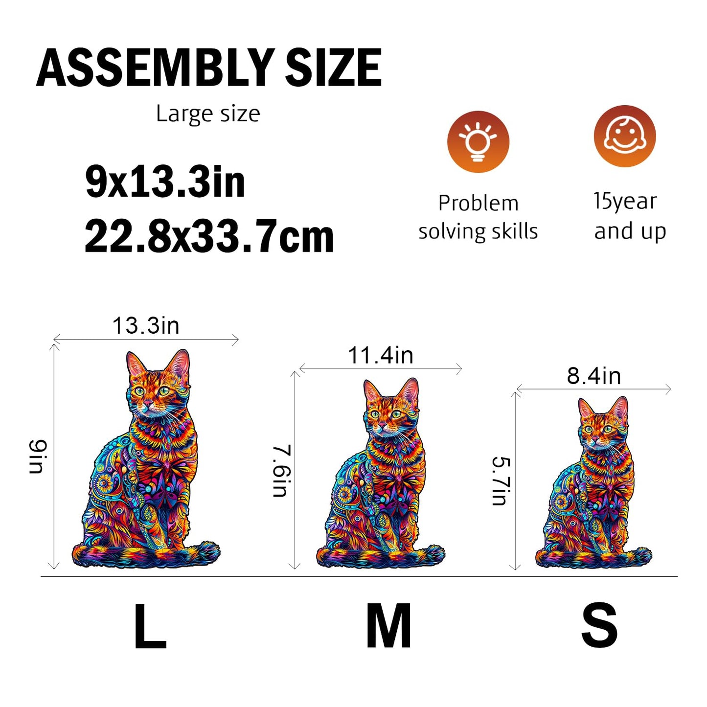 Jigfoxy Wooden Puzzle For Adults, Cat Wooden Jigsaw Puzzles For Adults, Unique Animal Shape Wood Cut Puzzles, Christmas Thanksgiving Gifts For Family Friend Puzzle Lovers(M-11.4 * 7.6In-130Pcs)