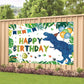 Watercolor Dinosaur Birthday Party Backdrop Dino Happy Birthday Banner T-Rex Photography Background for Boys Party Supplies 70.8