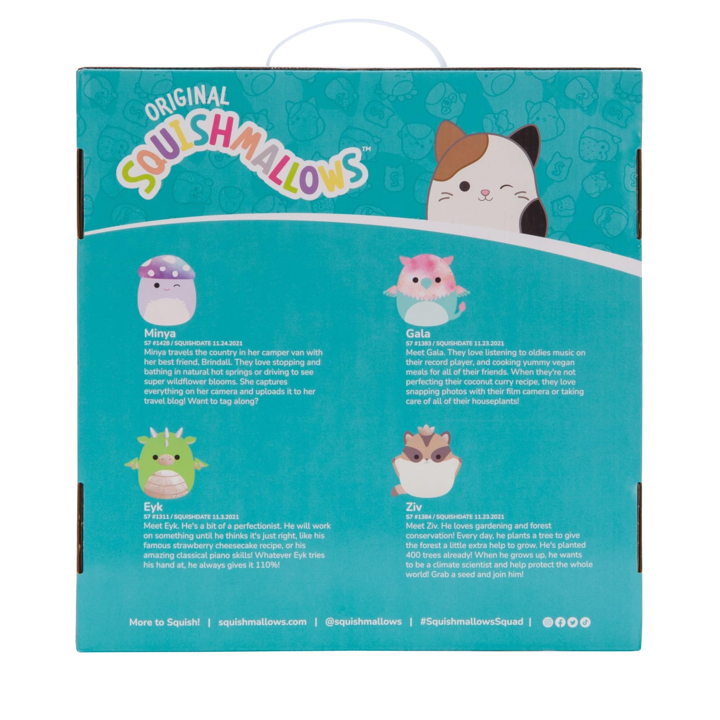 Squishmallows Original 7-Inch Fantasy Box Set - Eyk Dragon, Gala Griffin, Minya Mushroom, Ziv Sugar Glider - Plush Toys