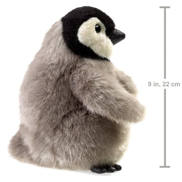 Folkmanis Baby Emperor Penguin Hand Puppet, Gray, Black, White, 8'