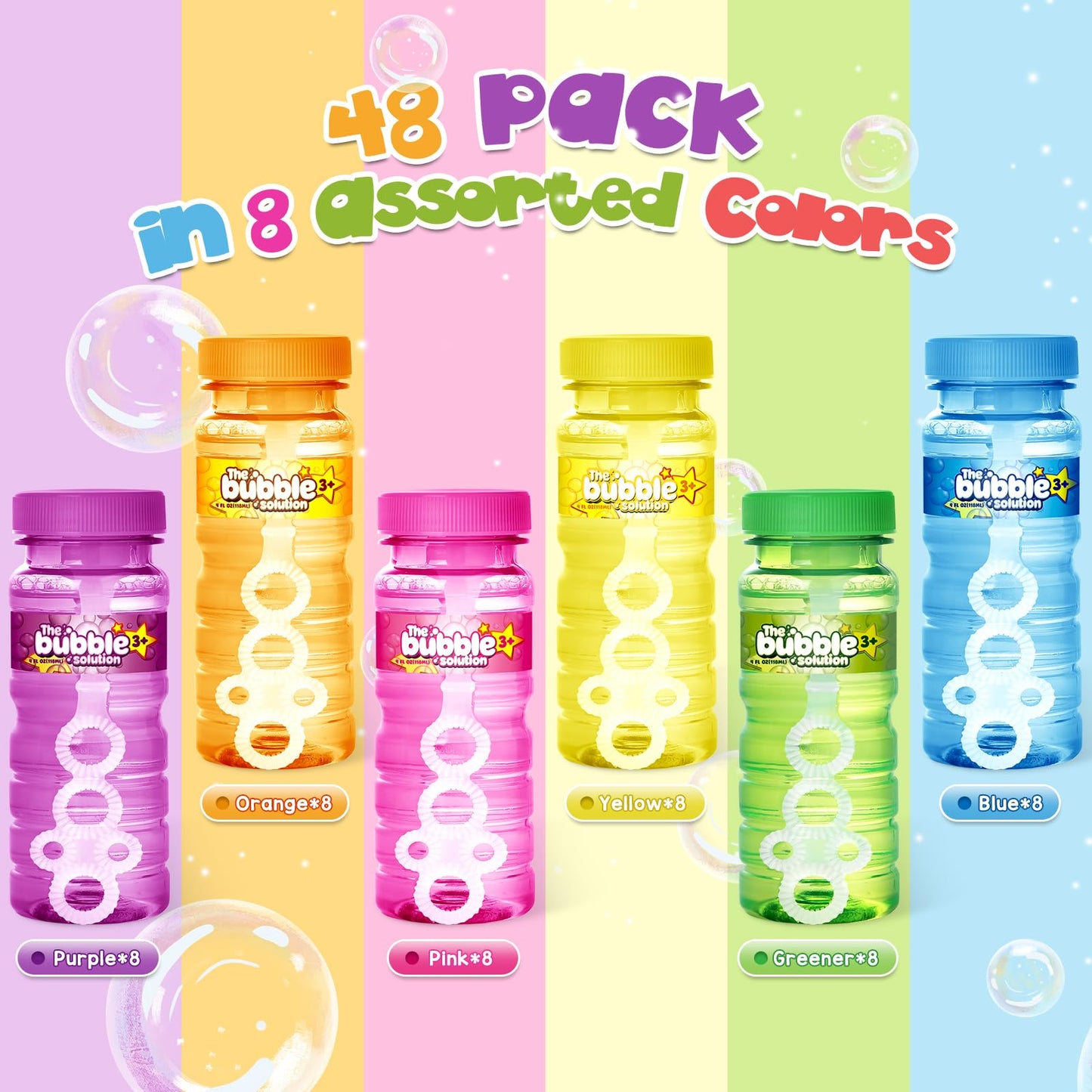Shemira 48 Pcs Bubble Bottles With Wand, Bubble Party Favor Supply For Summer Indoor & Outdoor Activities, 4 Oz Bubble Solution
