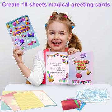 Foil Art Craft Kits For Kids , Fun Card Making Set -Free Magical Activity For Child Diy Printing Craft Kit, Gifts For Ages 4 5 6