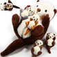 Shappy 5 Pcs Sea Otter Stuffed Animals Large Mommy Sea Otter Stuffy Plush With 4 Cute Babies In Her Zippered Belly Soft Cuddly Plushies For Boys Girls Birthday Gifts Ocean Party Decors(Brown)