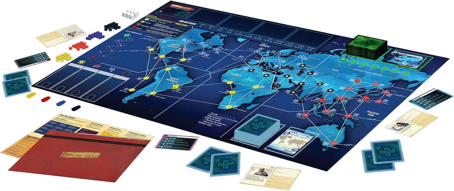 Z-Man Games Pandemic Legacy Season 1 Red Edition Board Game, Cooperative Play, Ages 13+, 2-4 Players, 60 Min Playtime, Model ZM7171
