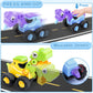 Amenon 3 Pcs Large Dino Hauler Trucks, Press & Go Construction Vehicles For Hunting Games, Dinosaur Toys Transport Carrier Cars