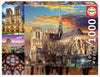Educa - Notre Dame Collage - 1000 Piece Jigsaw Puzzle - Puzzle Glue Included - Completed Image Measures 26.8' X 18.9' - Ages 14+ (18456)