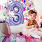 40 Inch Giant Purple Number 3 Balloon, Helium Mylar Foil Number Balloons For Birthday Party, 3Rd Birthday Decorations For Kids,