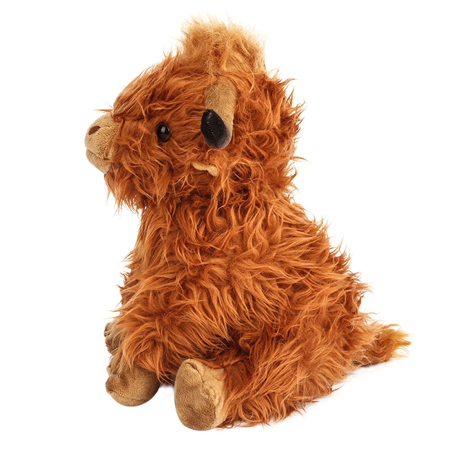 rivoeis Highland Cows Plush Toy, 10.5" Brown Cotton Stuffed Animal, Realistic Fluffy Decor for Kids and Babies