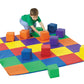 Childrens Factory Joeys Matching Activity Mat & Toddler Building Blocks, CF322-047, Daycare or Playroom Foam Floor Mat and Big