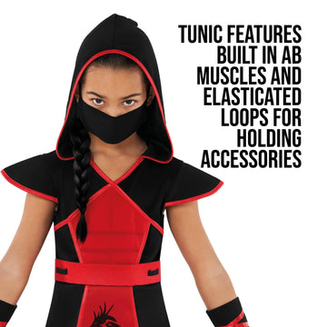 Morph - Ninja Costume For Girls -Girls Ninja Costume -Red Ninja Costume - Girl Ninja Costume- Kids Ninja Costume- Girl Ninja L
