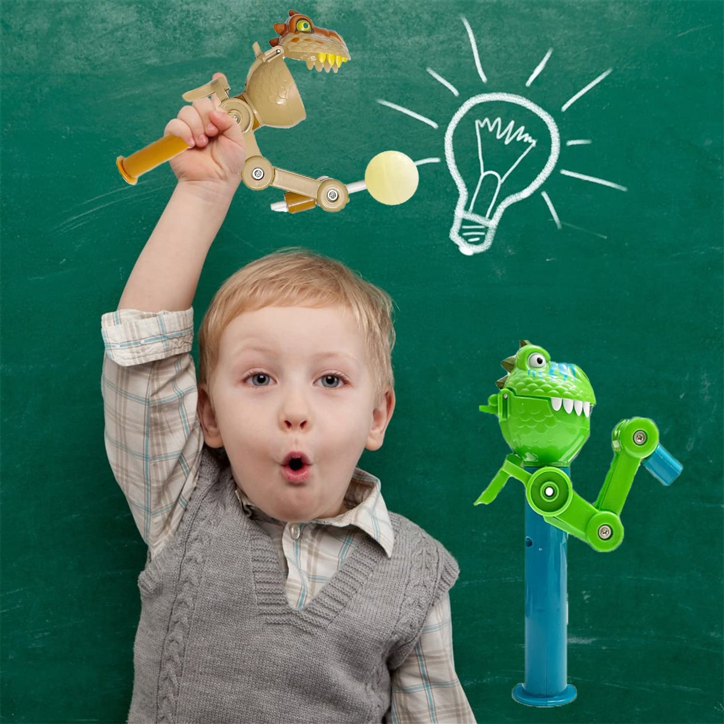 HDLNKAK Dinosaur Shape Lollipop Holder - 2 Pcs Green ABS Lollipop Case, Creative Design for Kids Over 3 Years, Easter Fun Gift