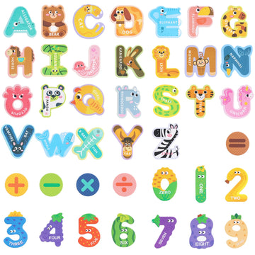 Lovestown 41Pcs Magnetic Letters Numbers, Large Animal Alphabet Magnets For Fridge Educational Spelling Learning Games Kids Toddlers