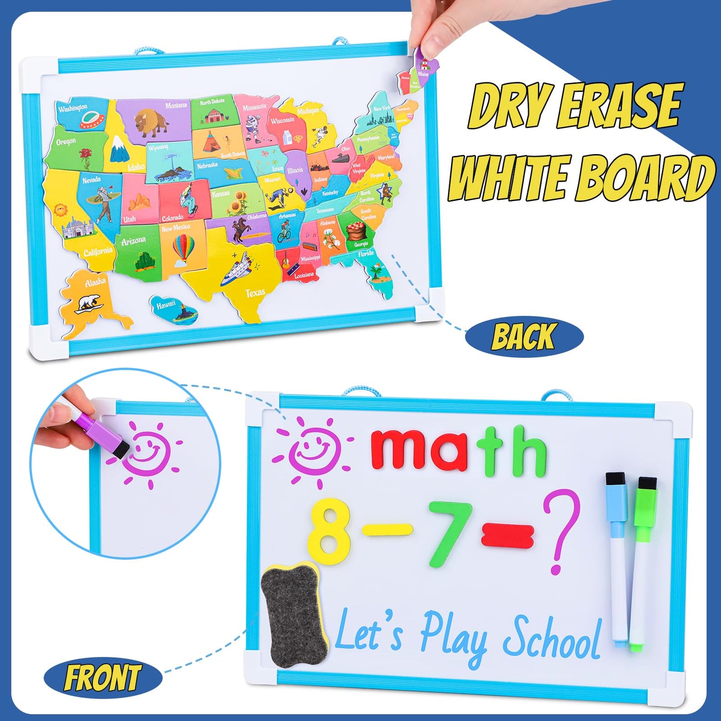 Gifts2U Pretend Play School Sets for Kids - With Teacher Bag, Whiteboard, Learning Clock, Educational Posters and Teaching Toy S