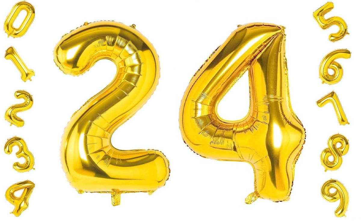 Shopping Time Golden Number Foil Balloons  (32 Inch) (Number 24)