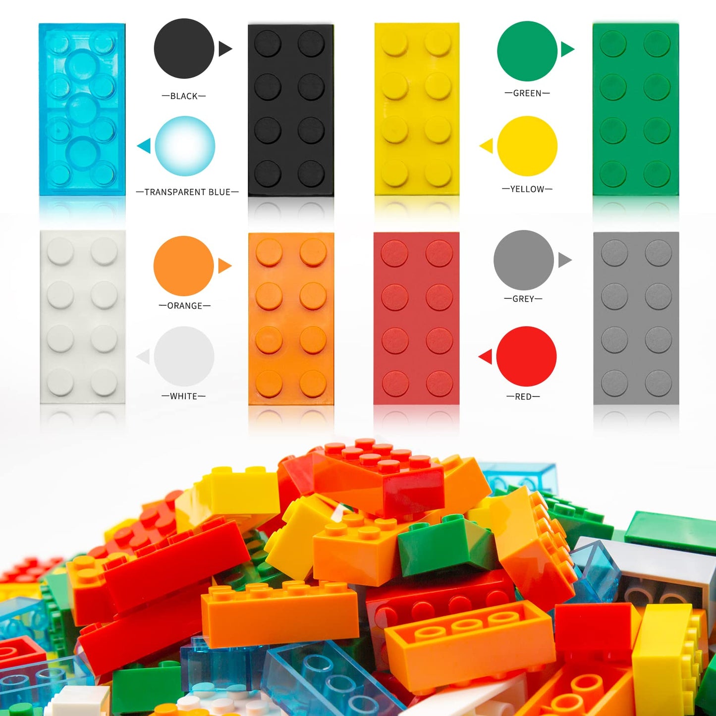 Wyswyg 2X4 Building Bricks 320 Pieces, Transparent Blue Bricks Bulk Kit, Basic Parts Accessories, Classic Creative Building Blocks Set, Compatible With Major Brands