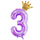 40Inch Purple Number 3 Crown Balloons Set, 3Rd Birthday Balloons For Girls, 3Th Wedding Anniversar Celebration Decorative Balloo