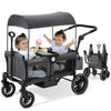ELEMARA Stroller Wagon, 2 Seat Stroller for 2 Kids, Premium All Terrain Stroller for Kids w/Removable Canopy, Adjustable Push/Pu