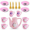 VGRASSP Plastic Tea Party Pretend Play Kitchen Coffee Set 15 Pc  Toy Pot, Cups, Saucers, Kettle, Milk Pots & Spoons Fun Learnin