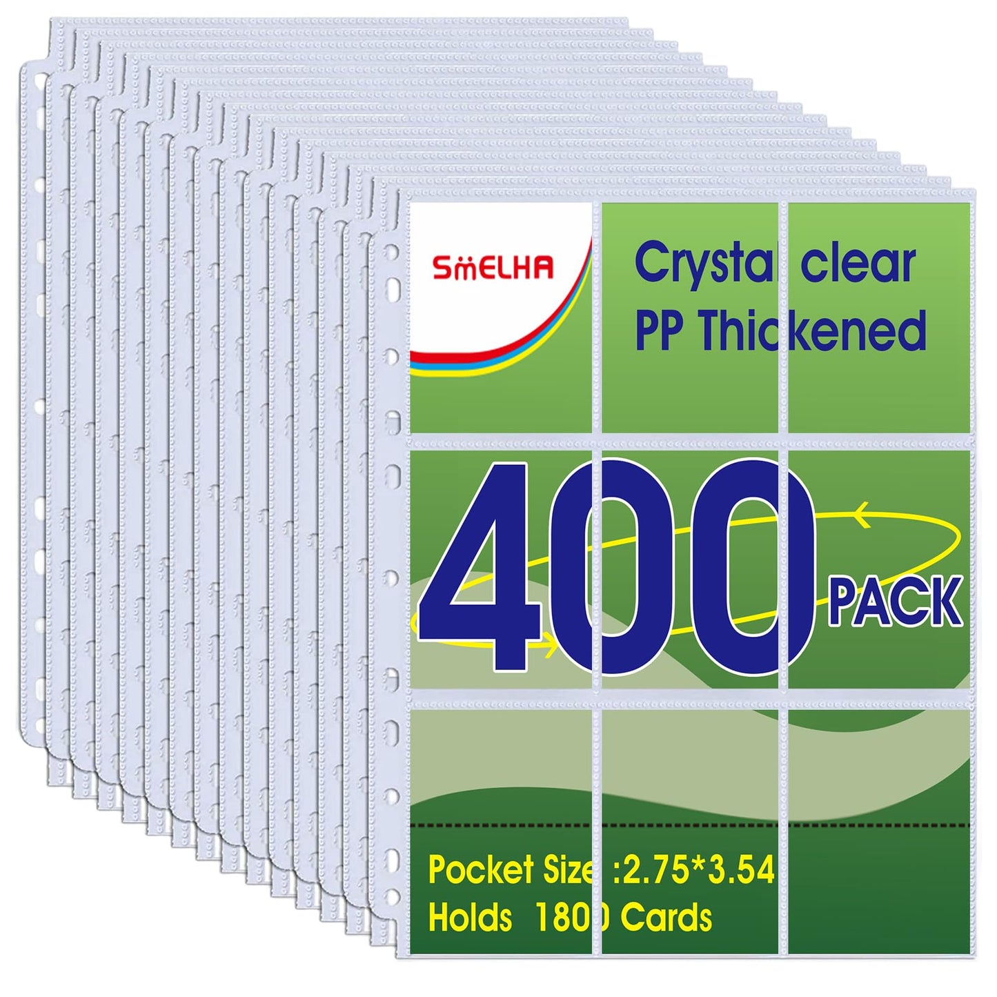9 Pocket Page Protector, 400 Pack Trading Card Sleeve, Baseball Card Sheets For 3 Ring Binder, For Skylanders, Mtg, Coupon, Game