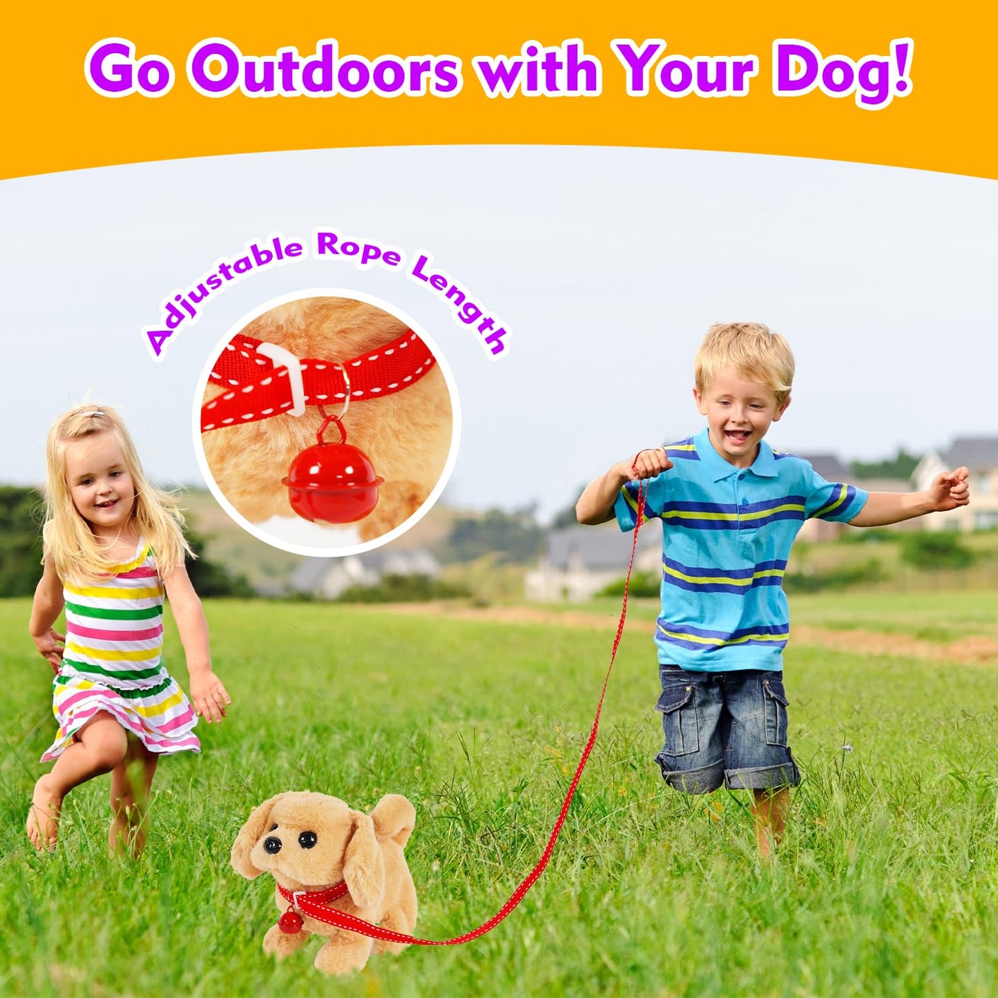 Kocacli Interactive Plush Puppy Toy Plush Golden Retriever Toy Puppy Electronic Interactive Dog - Walking, Barking, Tail Wagging
