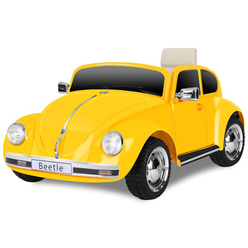 Xcar 12V Electric Car For Toddlers, Ride On Car With Remote Control, Led Light, 3 Speeds, Music, Bluetooth, 3-5 Years Old, Yello