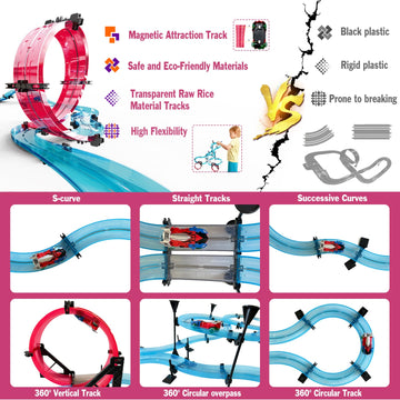 Slot Car Race Track Sets Electric Remote Control Car Track Racing Game Rechargable Magnetic Cars Racing With Hand Controllers Ci