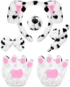 Syhood Puppy Dog Costume Set Kids Dog Ears Headband Bowtie Nose Tail Paw Gloves Puppy Animal Costume For Halloween Carnival World Book Day(Black White,Simple Style)