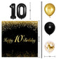 Happy 10Th Birthday Balloons Black Set Decor - Cheers To 10 Years Old Party Theme Garland Banner Backdrop Decorations For Boy An