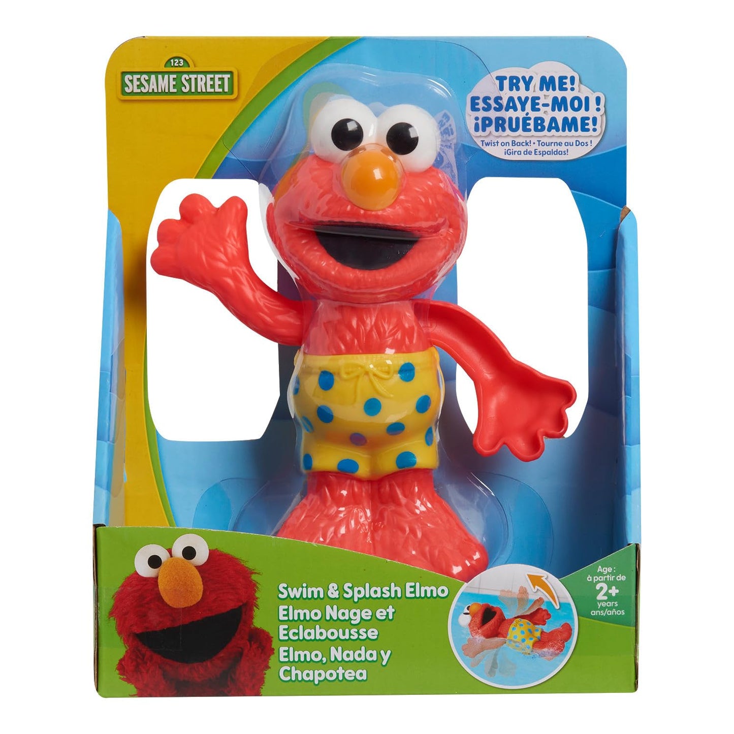 Just Play Sesame Street Elmo Wind Up Bath and Pool Toy, 7-Inch Multicolor Kids Toy for Ages 2 and Up, Small Size