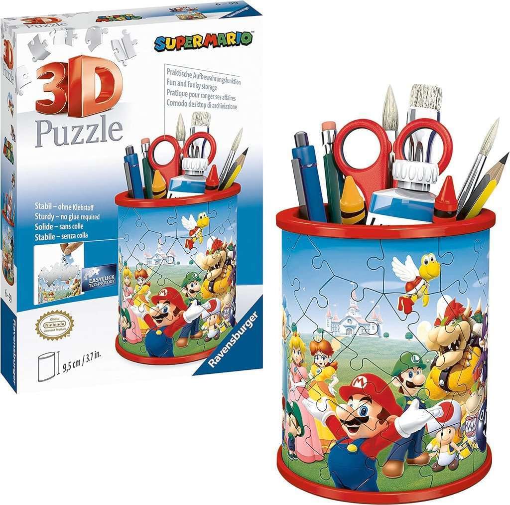 Ravensburger Super Mario Brothers Pencil Pot 3D Jigsaw Puzzles For Kids Age 6 Years Up - 54 Pieces - No Glue Required
