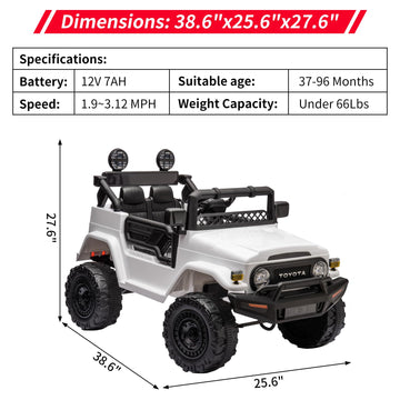 12V Ride On Car For Kids, Licensed Toyota Ride On Truck, Battery Powered Electric Kids Car With Remote Control, Music, Led Light