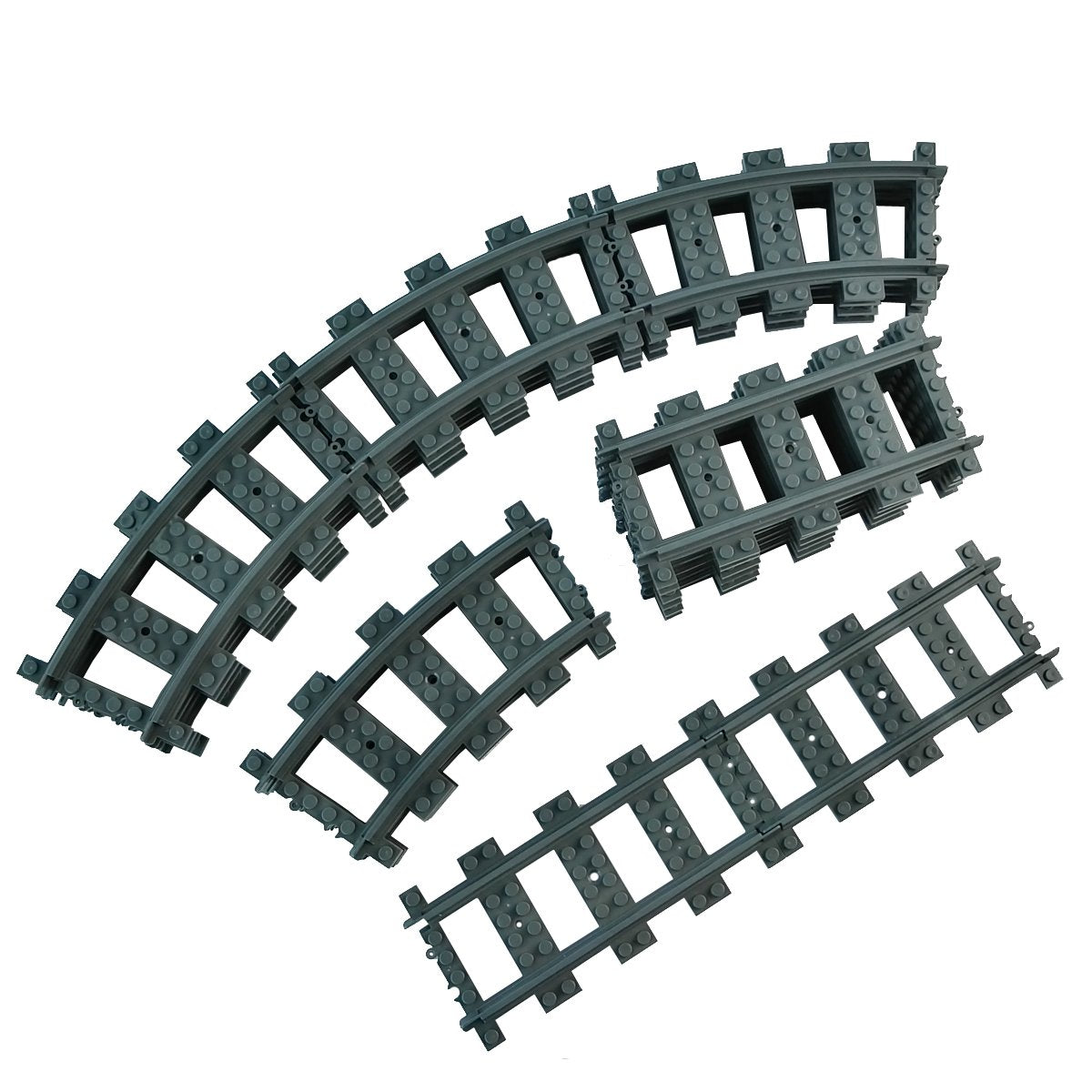 SPRITEWORLD City Train Tracks Set - 24pcs Non-Powered Building Block Toy, Plastic, Green, Model 43219-79162