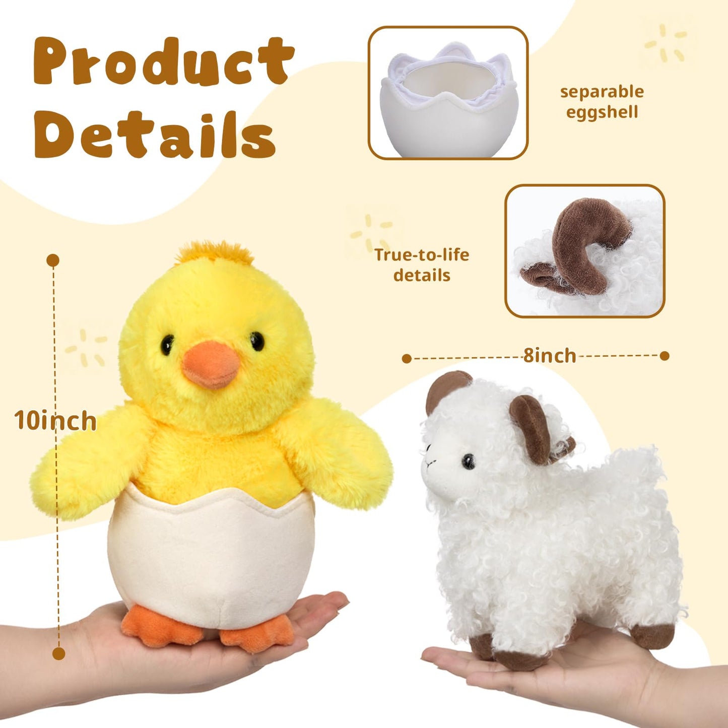 MaoGoLan Stuffed Farm Animal in Bulk Farm Animal Party Favors  6 Pack Plush Toy Bundle for Kids Toddlers Girls Boys Christmas Valentine's Day Easter Birthday Decorations