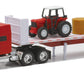 NewRay Peterbilt 389 Playset with Hay & Farm Tractor, 1/32 Scale, Red, Model 10293A, Plastic