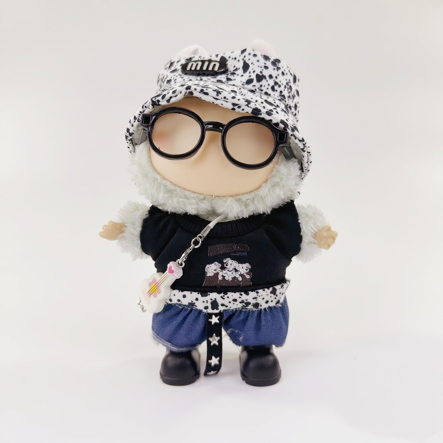 Stylish 17cm Doll Clothes(NO Dolls)  Cute Doll Outfits with Hat + Top + Pants + Glasses + Shoes  Adorable Dolls Clothes Accessories for Dress Up