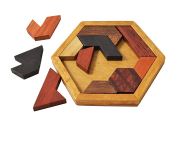 Kingzhuo Hexagon Tangram Puzzle Wooden Puzzle For Children And Adults Challenging Puzzles Wooden Brain Teasers Puzzle For Adults Puzzles Games Family Portable Puzzles Brain Games Tangrams For Adults