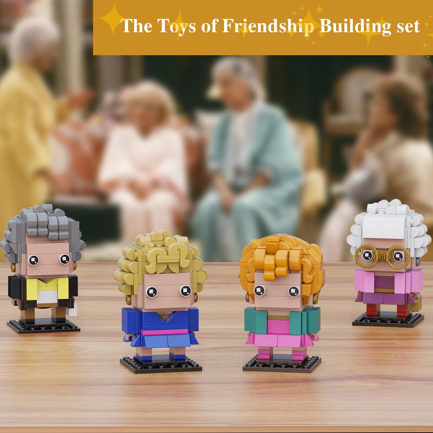 The Golden Lady Building Blocks  4 Figures of The Single Women  Petrillo  Nylund  Zbornak and Devereaux  Stable Lovely Toy is Symbol of Girls Friendship Present  Compatible with Lego(610pcs)