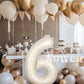Suwen Cream White 40 Inch Number Balloon 6, Safe Material, Jumbo Mylar Birthday Party Decorations For Boy Or Girl Anniversary Pa