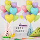 Pastel Colorful Heart Balloons,10Pcs Rainbow Foil Heart Shaped Balloons,18Inch Pink Blue Yellow Green Purple Helium Balloons For
