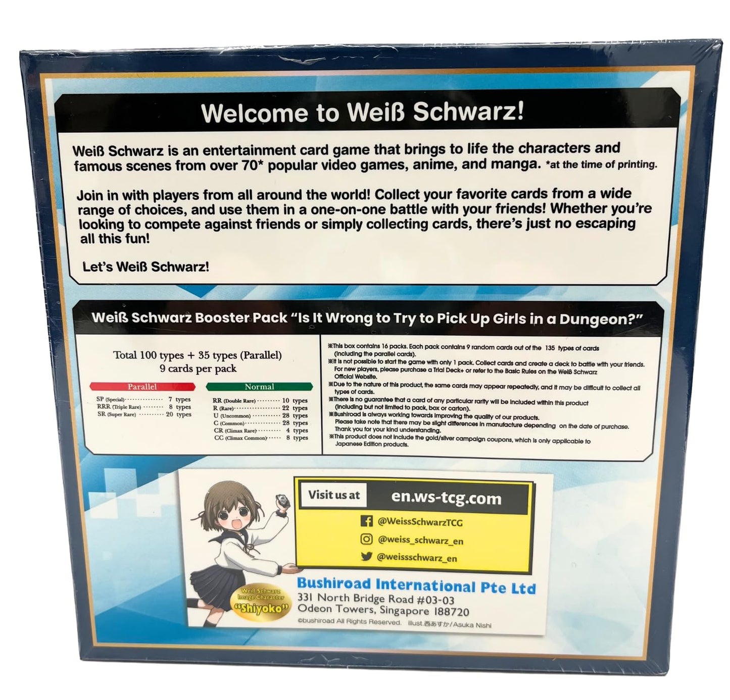 Weiss Schwarz Booster Display - Is It Wrong to Pick Up Girls in a Dungeon - White - Model WSE-DDM-S88-BP - Cardboard