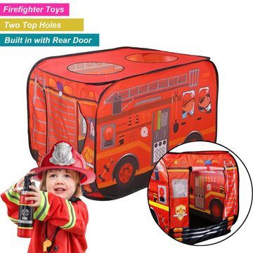 Houzefun Pop Up Tents For Kids, Indoor Playhouse For Toddler With Golf, Dart, Basketball Hoop And Firefighting Playset, Camping