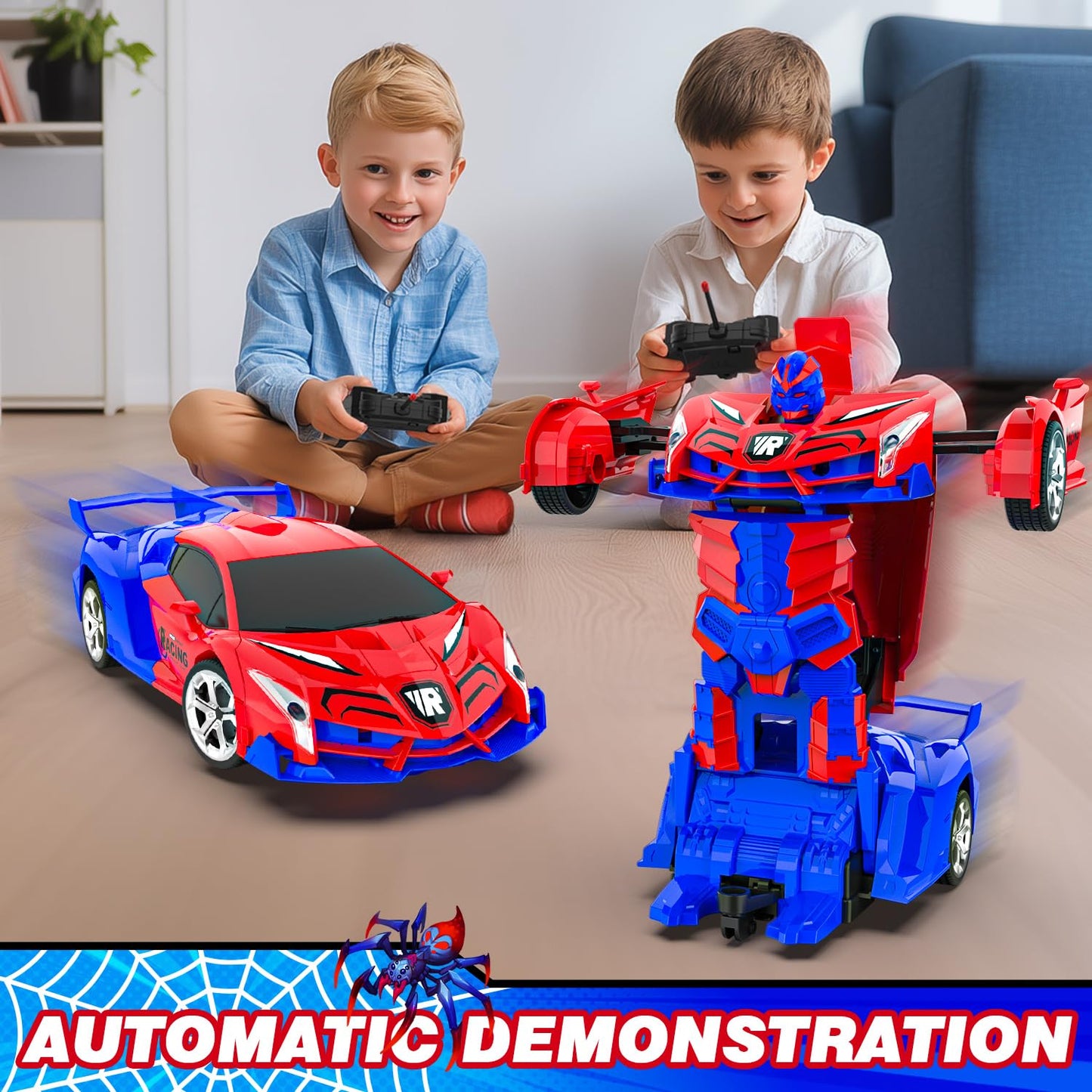 Transform Remote Control Car for Boys 4-7 8-12, 1:18 Scale Rc Cars for Boys Age 3-5 4-7, One-Button Deformation 360 Rotation Rob