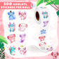 Qeeenar 1 Roll Stickers Decal Reward Cute Office Supplies Incentives Animals Sticker Halloween Party Favor, 500 Pcs Each Roll(Ax