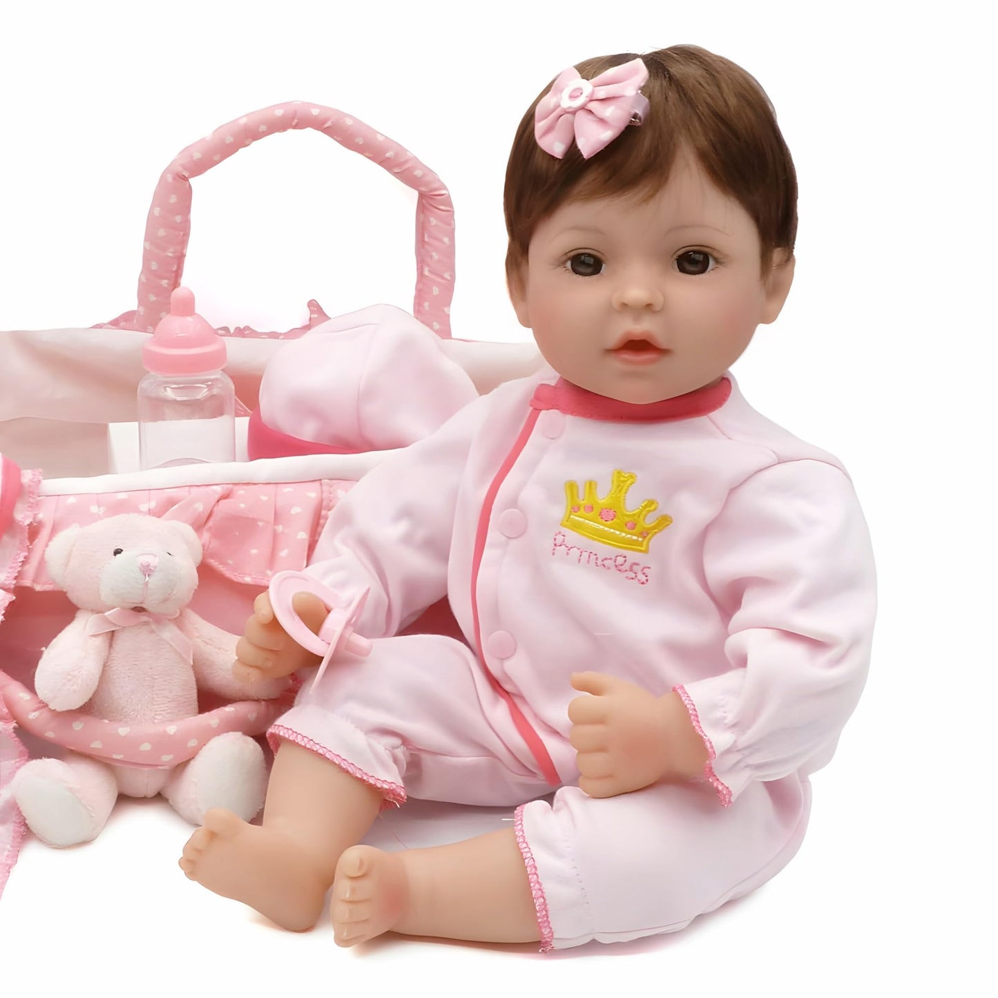 CHAREX Reborn Baby Dolls - 18 inch Realistic Baby Doll Pink Cradle Baby Girl Handmade Lifelike Weighted Realistic Silicone Baby