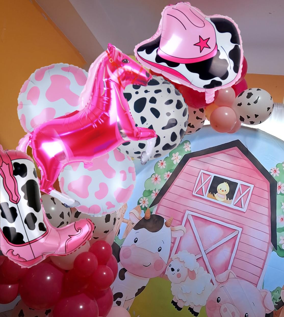 Kwuz Western Cowgirl Balloons Pink Party Decorations, Retro Horse Cowgirl Hat Boot Balloons Girls Western Theme Rodeo Birthday P