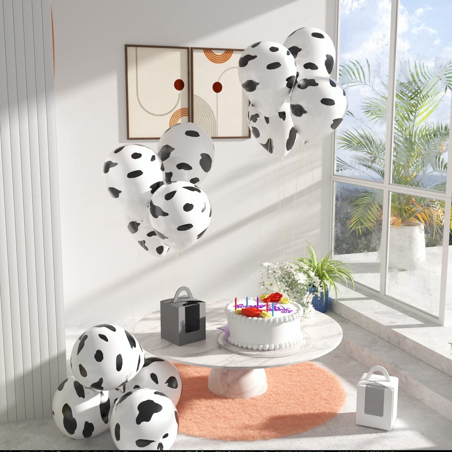 Lovestown 100 Pcs Cow Print Balloons, 12 Inch Cow Balloons Latex Balloons For Children Party Cowboy Theme Birthday Party Favor