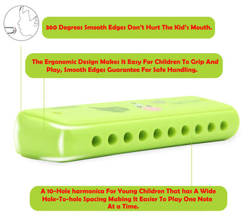 Crafteem Color Blues Harmonica, Key Of C For Kids, Children, Toddler And Beginners,10 Hole 20 Tones Musical Instrument Toy Gift