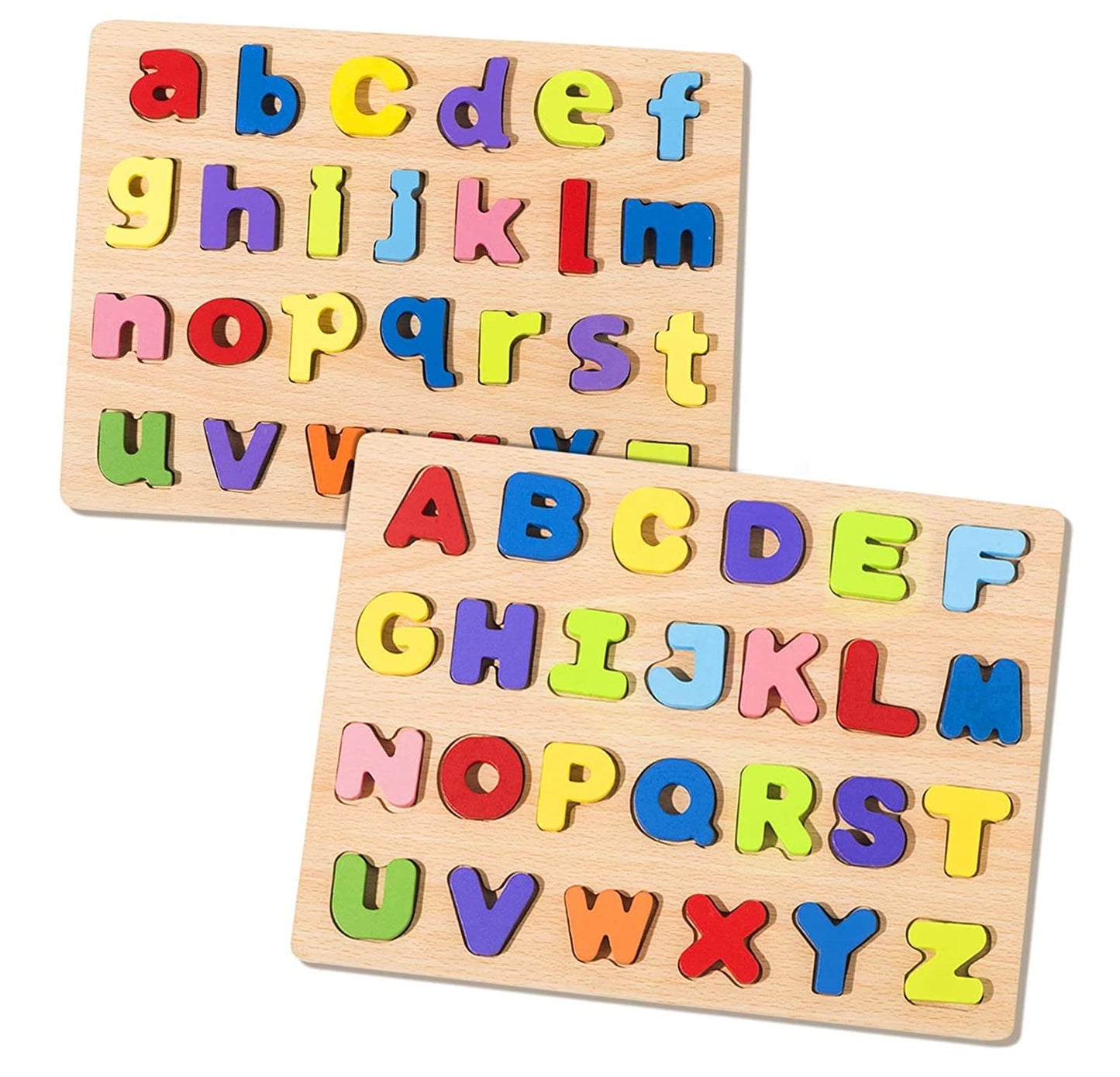 Authfort Wooden Alphabet Puzzle For Toddlers, Lowercase And Uppercase Letters, Alphabet Puzzles For Preschool Boys And Girls (Mu